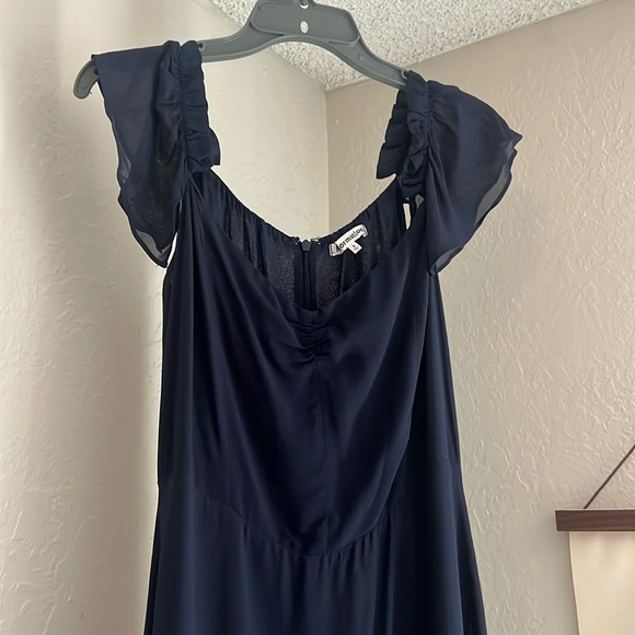 Reformation Butterfly dress in navy blue - Picture 3 of 5